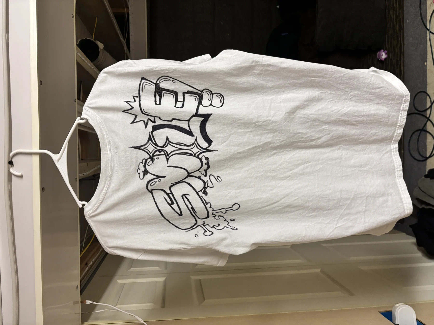 White Funny Fella's Finest hand-drawn graffiti shirt